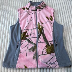 Cabela’s Pink & Gray Camo Fleece Camouflage Hunting Vest Women’s Size Large